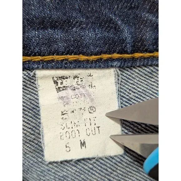 Levi’s 517 Slim Fit Bootcut Jeans Dark Wash 28x28 Raw Hem - Picture 4 of 8